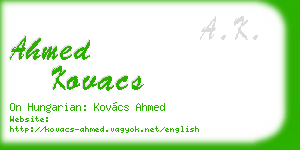 ahmed kovacs business card