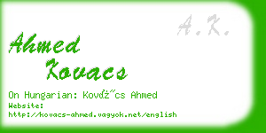 ahmed kovacs business card